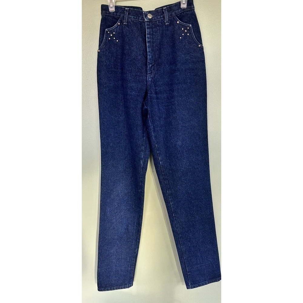 Vtg Rough Rider Bareback Jeans 90s Western High Rise Silver Rivet Sz 11/12 Dark‍
